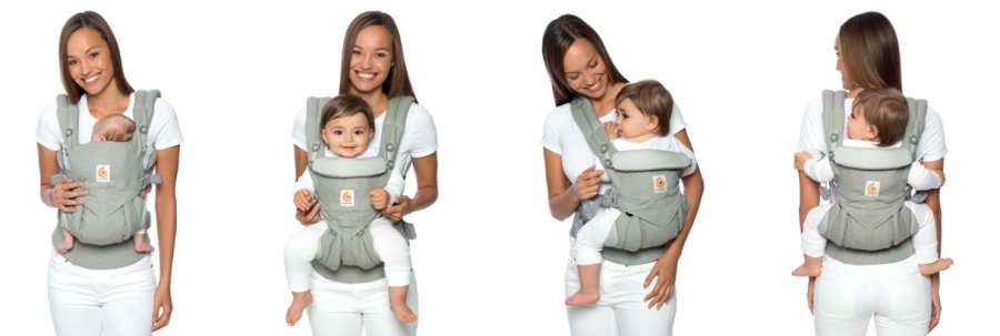putting on an ergo baby carrier