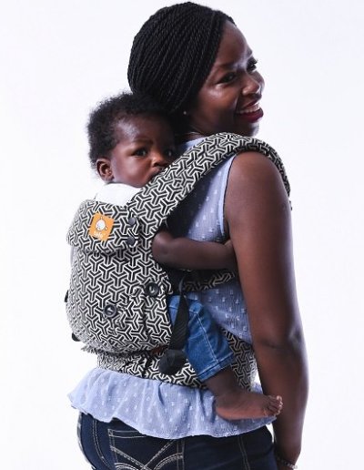tula baby carrier on back