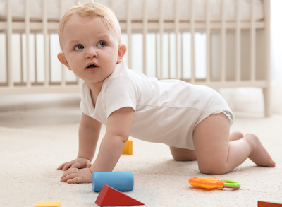 How does playmat support baby's development; Playroom flooring