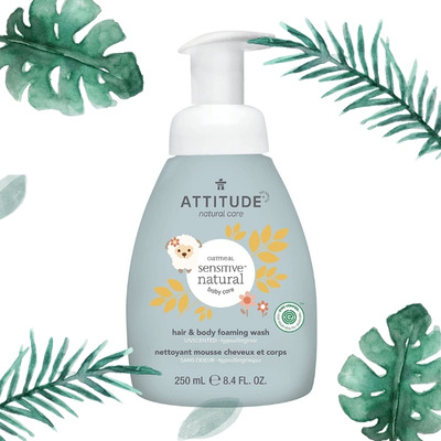 ATTITUDE 2-in-1 Natural Hair and Body Foaming Wash Baby